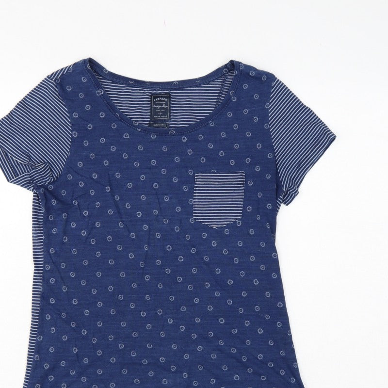 FatFace Women’s Blue Size 8 Floral Stripe Cotton Jersey T-Shirt