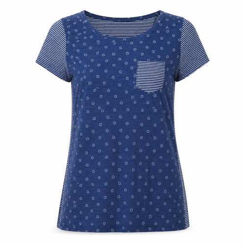 FatFace Women’s Blue Size 8 Floral Stripe Cotton Jersey T-Shirt