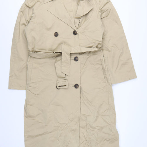 M&S Women’s Beige UK 12 Long Belted Classic Trench Coat Cotton Blend