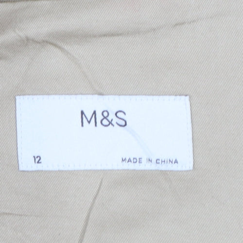 M&S Women’s Beige UK 12 Long Belted Classic Trench Coat Cotton Blend