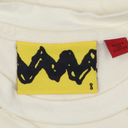 Lazy Oaf Girls Cream UK 8 Peanuts Snoopy Distressed Graphic T-Shirt