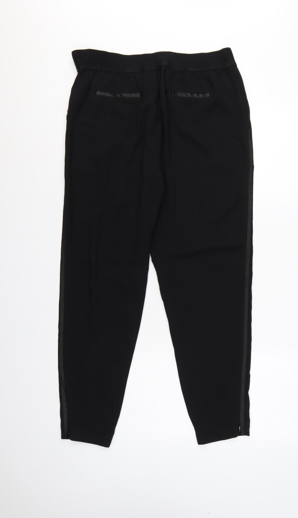 Ted Baker Women Black UK 12 Tapered Trousers Satin Trim Ankle Zip