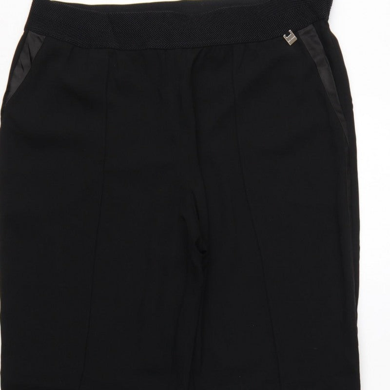 Ted Baker Women Black UK 12 Tapered Trousers Satin Trim Ankle Zip