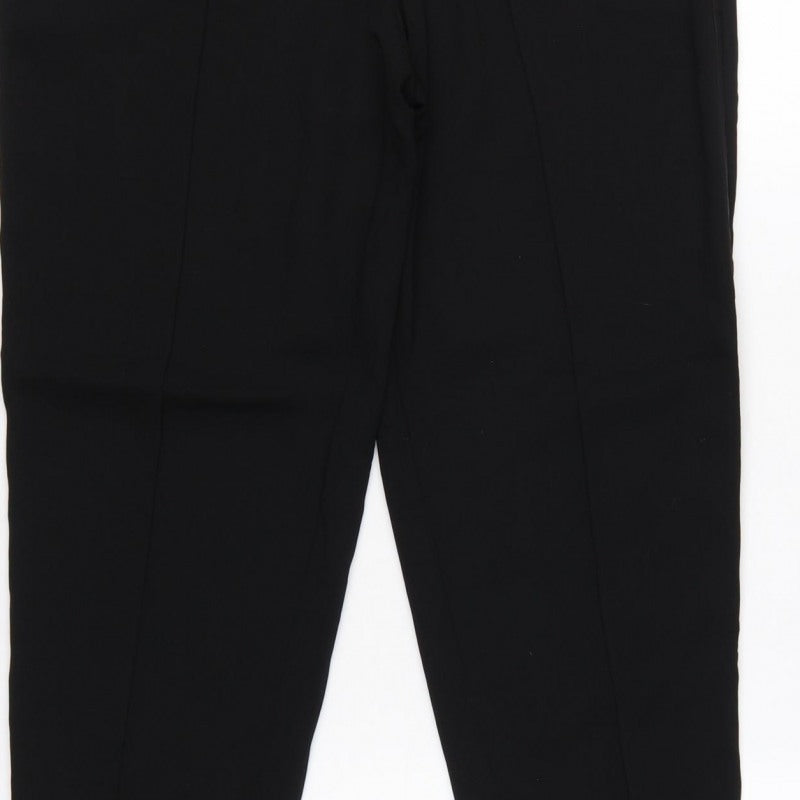 Ted Baker Women Black UK 12 Tapered Trousers Satin Trim Ankle Zip
