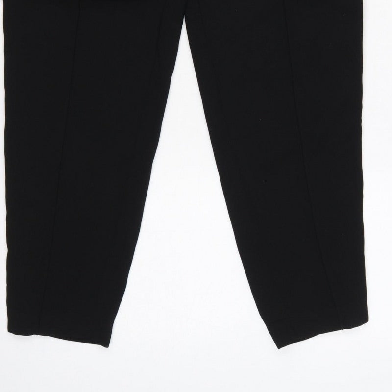 Ted Baker Women Black UK 12 Tapered Trousers Satin Trim Ankle Zip