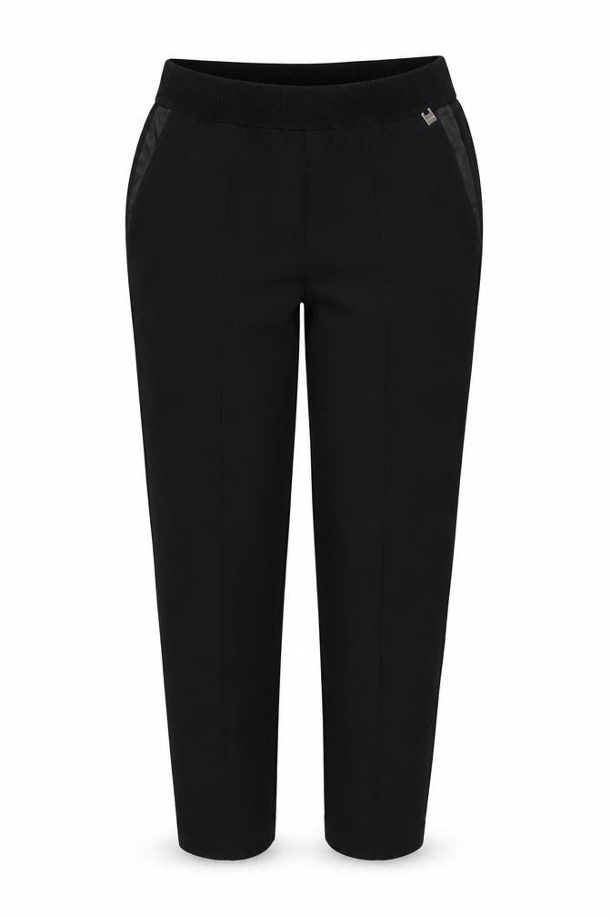 Ted Baker Women Black UK 12 Tapered Trousers Satin Trim Ankle Zip
