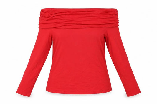 Apricot Women Red Off Shoulder Long Sleeve Jersey Top UK 16