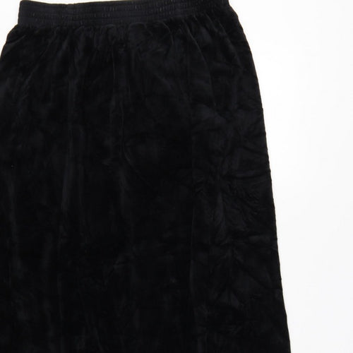 Damart Women’s Black Size 16 A-Line Long Velvet Skirt Elastic Waist