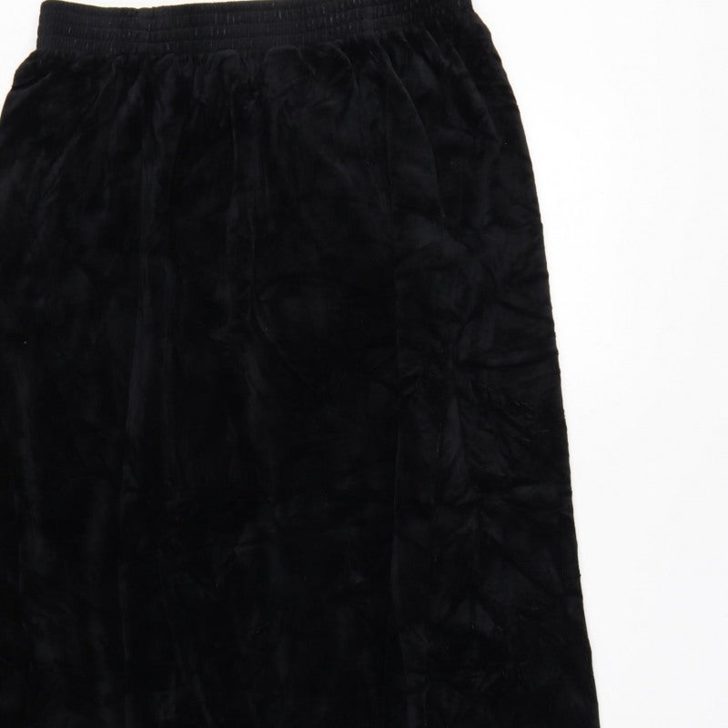 Damart Women’s Black Size 16 A-Line Long Velvet Skirt Elastic Waist