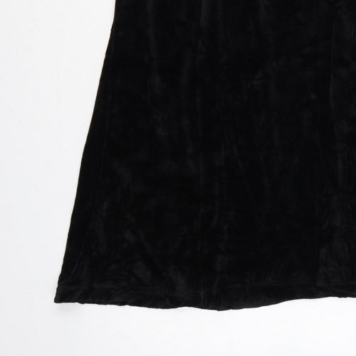 Damart Women’s Black Size 16 A-Line Long Velvet Skirt Elastic Waist