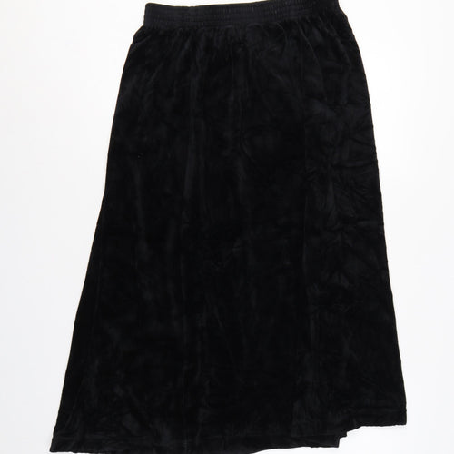 Damart Women’s Black Size 16 A-Line Long Velvet Skirt Elastic Waist