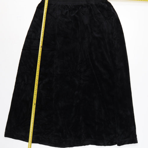 Damart Women’s Black Size 16 A-Line Long Velvet Skirt Elastic Waist