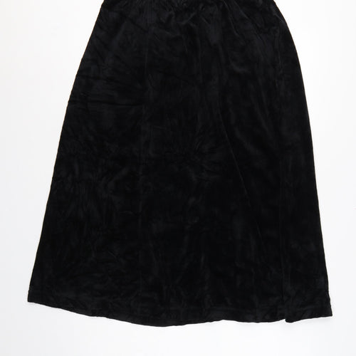 Damart Women’s Black Size 16 A-Line Long Velvet Skirt Elastic Waist