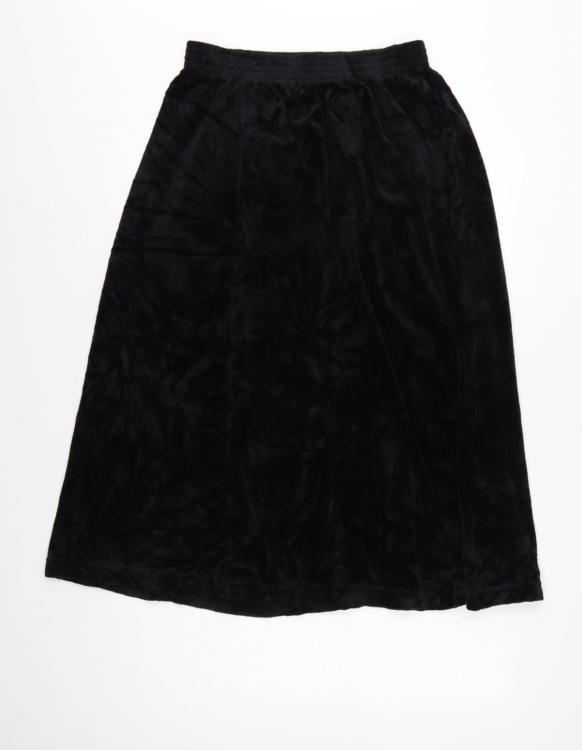 Damart Women’s Black Size 16 A-Line Long Velvet Skirt Elastic Waist