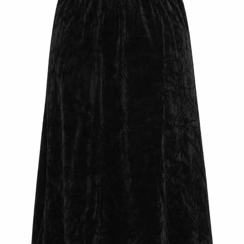 Damart Women’s Black Size 16 A-Line Long Velvet Skirt Elastic Waist