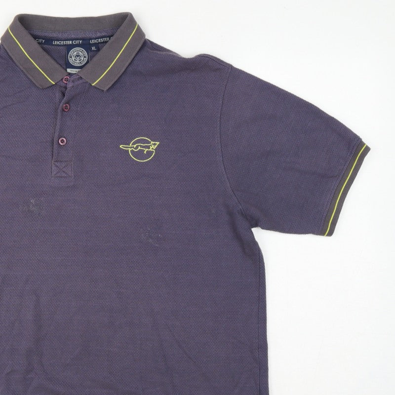 Leicester City Men’s Grey XL Football Polo Shirt Embroidered Logo