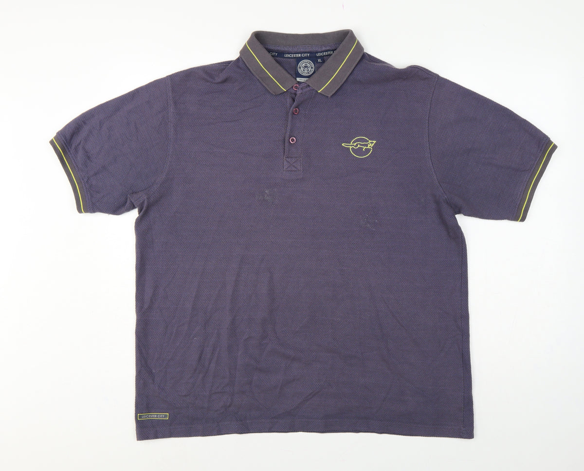 Leicester City Men’s Grey XL Football Polo Shirt Embroidered Logo