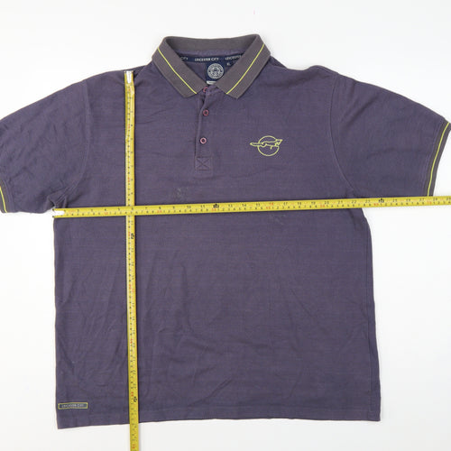 Leicester City Men’s Grey XL Football Polo Shirt Embroidered Logo