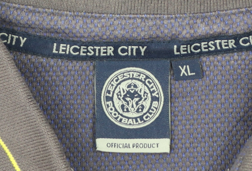 Leicester City Men’s Grey XL Football Polo Shirt Embroidered Logo