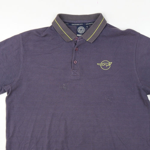 Leicester City Men’s Grey XL Football Polo Shirt Embroidered Logo