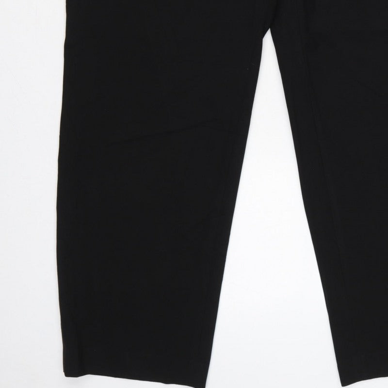 Uniqlo Women Black XL Tapered Dress Trousers Elastic Waist Pockets