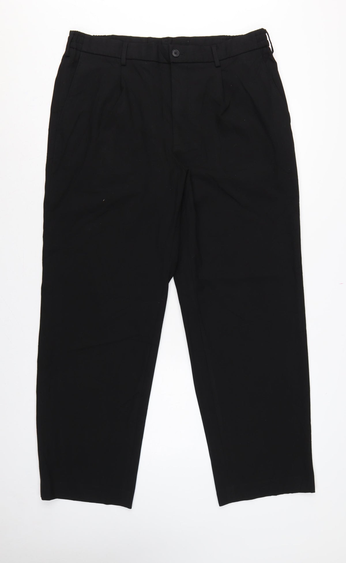 Uniqlo Women Black XL Tapered Dress Trousers Elastic Waist Pockets