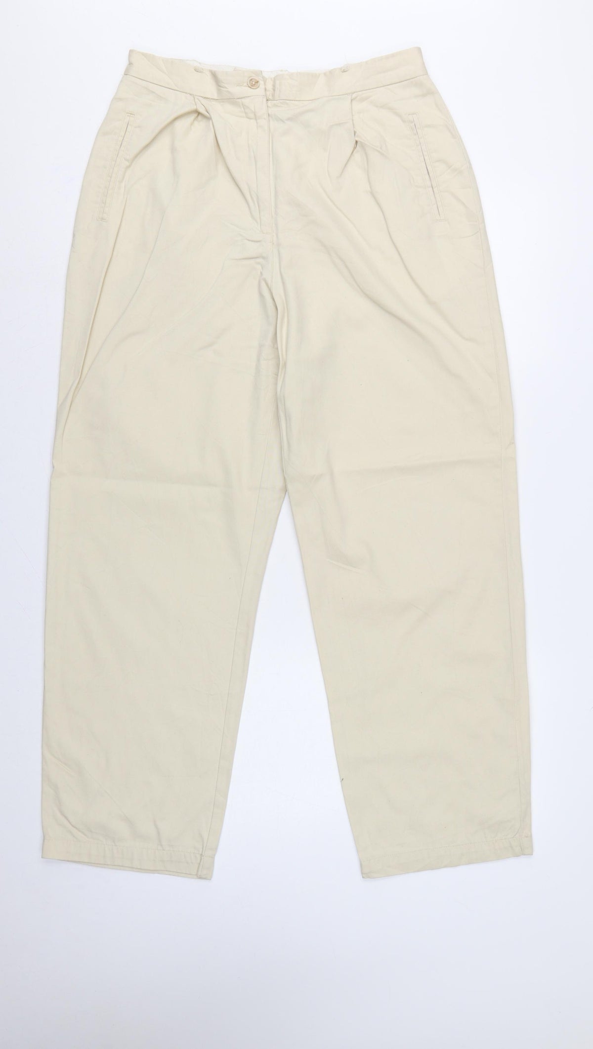 Liz Claiborne Women Beige Size 14 High Rise Cotton Trousers