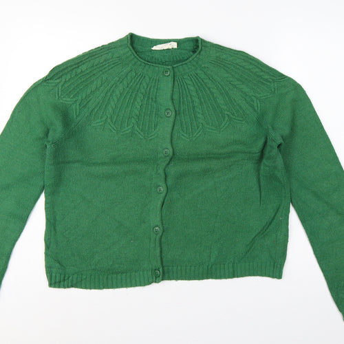 Seasalt Cornwall Women Green UK 12 Cable Knit Button Cardigan
