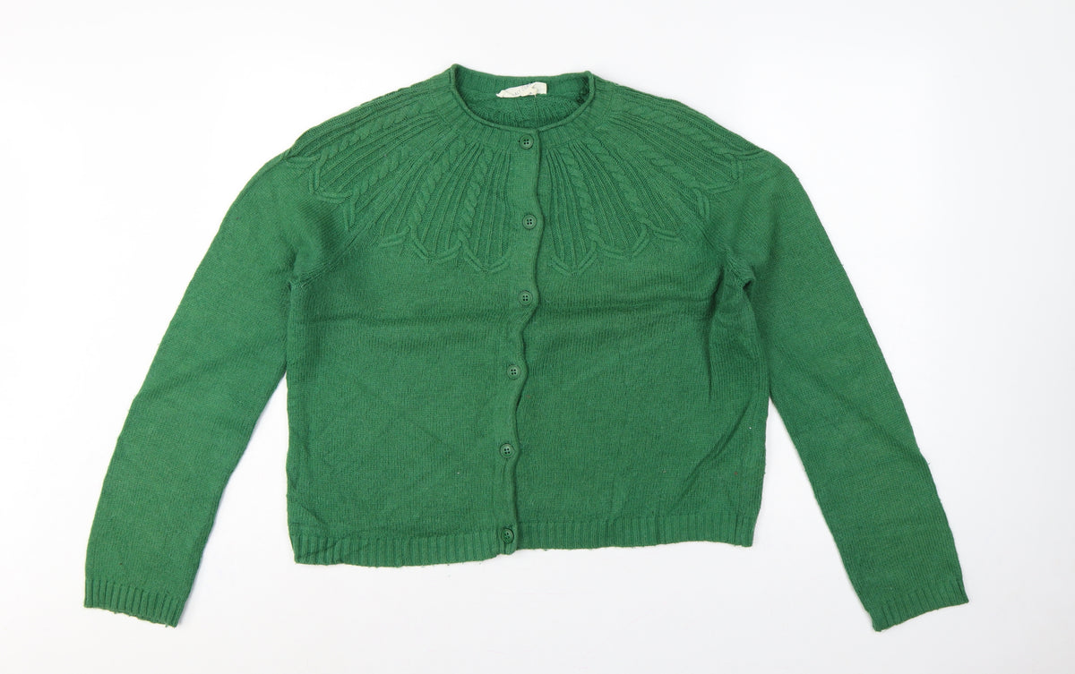 Seasalt Cornwall Women Green UK 12 Cable Knit Button Cardigan