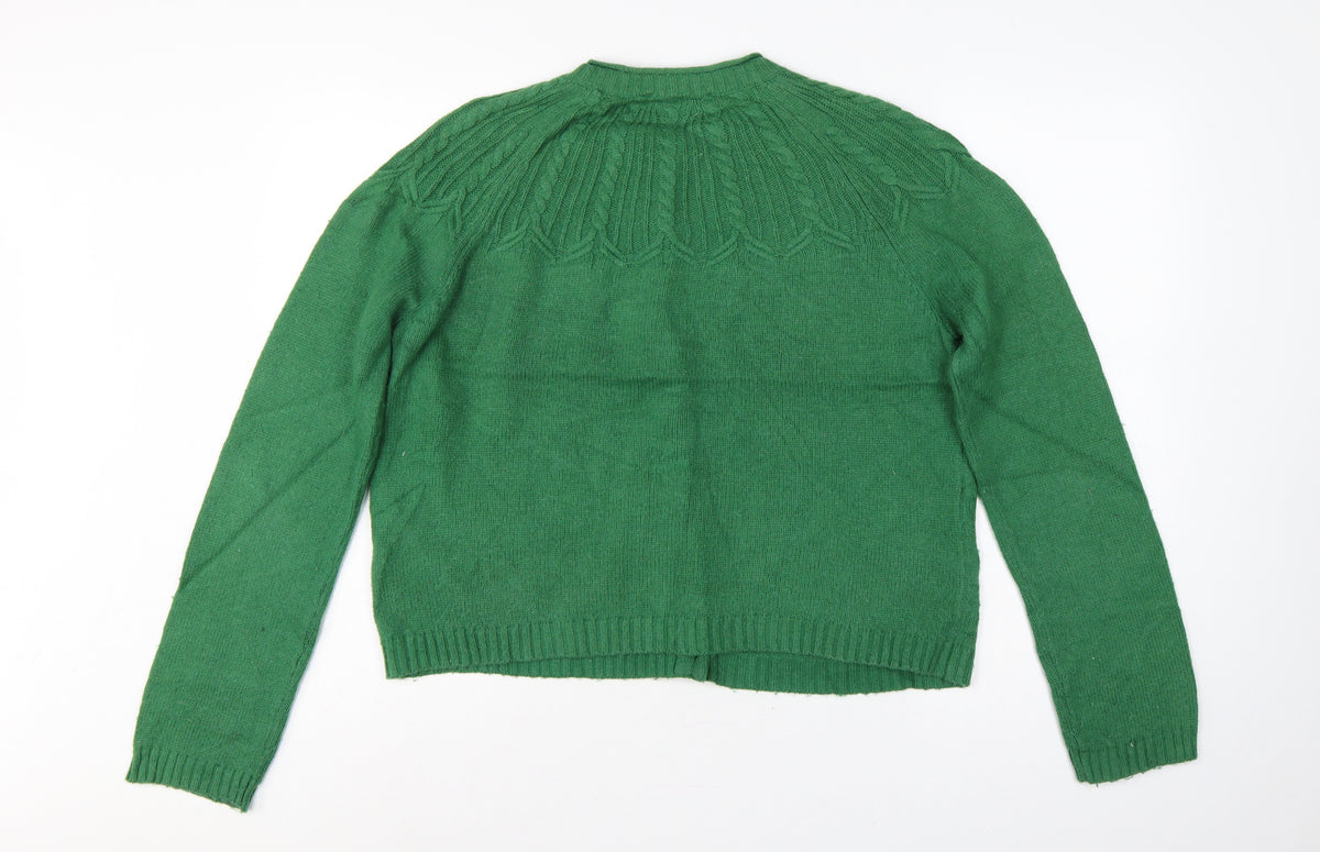 Seasalt Cornwall Women Green UK 12 Cable Knit Button Cardigan