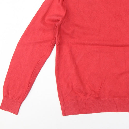 Eden Park Men’s Red Cotton Crew Neck Logo Pullover Jumper Size M