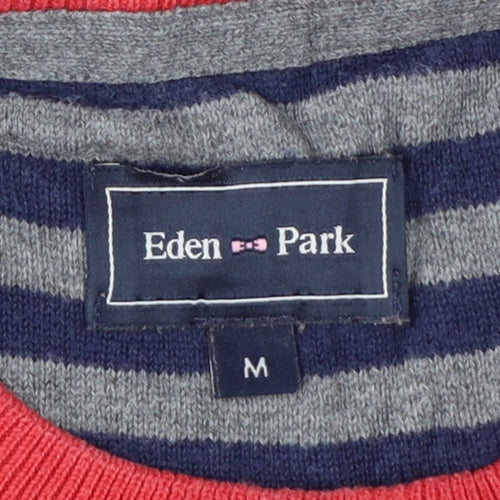Eden Park Men’s Red Cotton Crew Neck Logo Pullover Jumper Size M