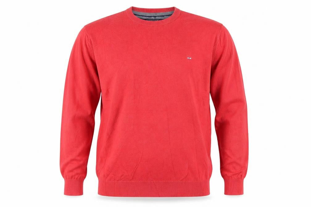 Eden Park Men’s Red Cotton Crew Neck Logo Pullover Jumper Size M