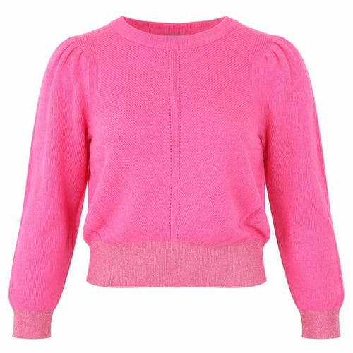 Oliver Bonas Women Pink Glitter Puff Sleeve Knit Jumper UK 10