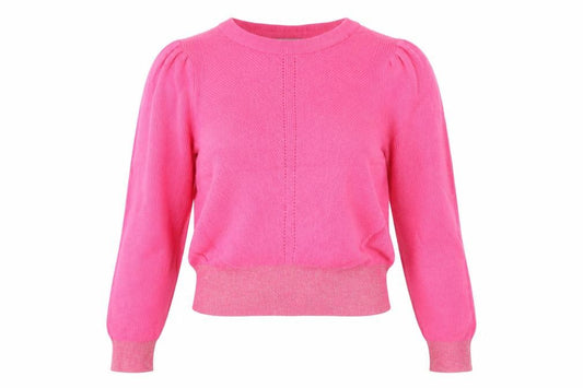 Oliver Bonas Women Pink Glitter Puff Sleeve Knit Jumper UK 10