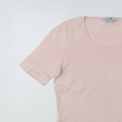 Peter Hahn Women's Pink UK 14 Supima Cotton Short Sleeve Scoop Neck Jumper