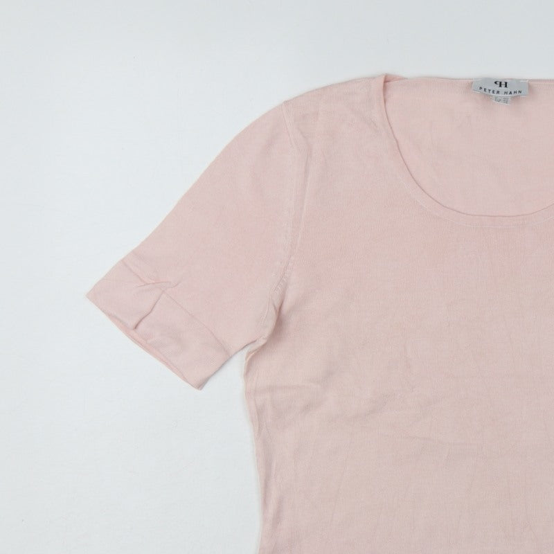 Peter Hahn Women's Pink UK 14 Supima Cotton Short Sleeve Scoop Neck Jumper