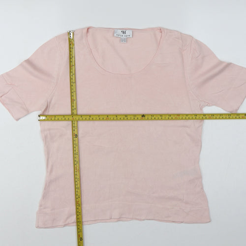 Peter Hahn Women's Pink UK 14 Supima Cotton Short Sleeve Scoop Neck Jumper