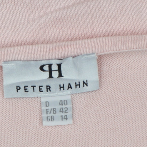 Peter Hahn Women's Pink UK 14 Supima Cotton Short Sleeve Scoop Neck Jumper