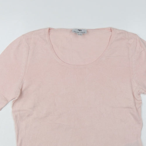 Peter Hahn Women's Pink UK 14 Supima Cotton Short Sleeve Scoop Neck Jumper