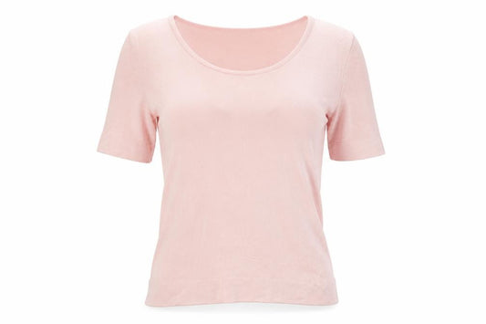 Peter Hahn Women's Pink UK 14 Supima Cotton Short Sleeve Scoop Neck Jumper