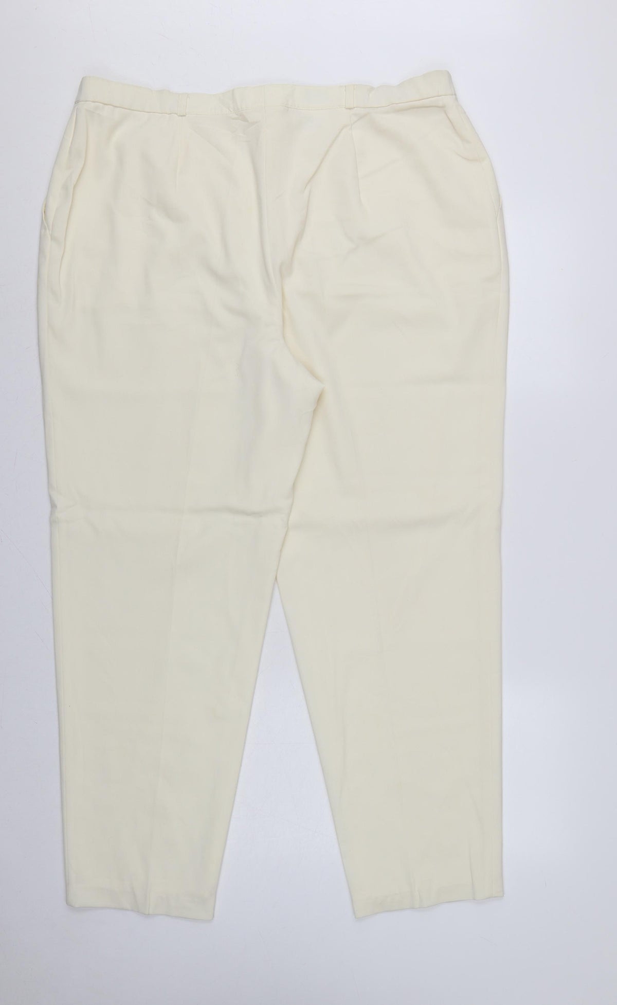 Basler Women Ivory UK 22 Tapered Dress Trousers Smart Workwear