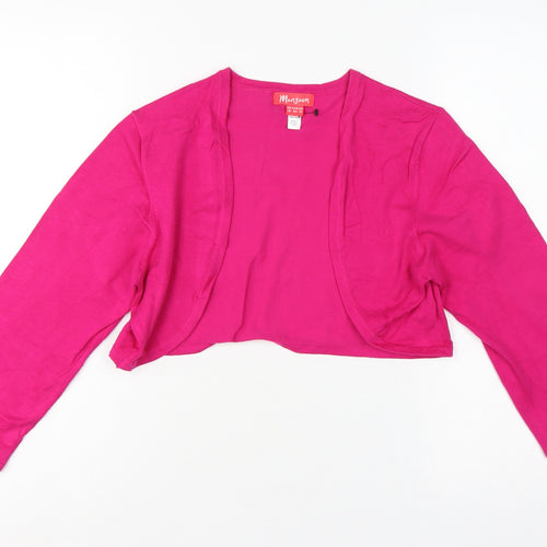 Monsoon Women Pink UK 16 Cropped Open Front Long Sleeve Knit Bolero