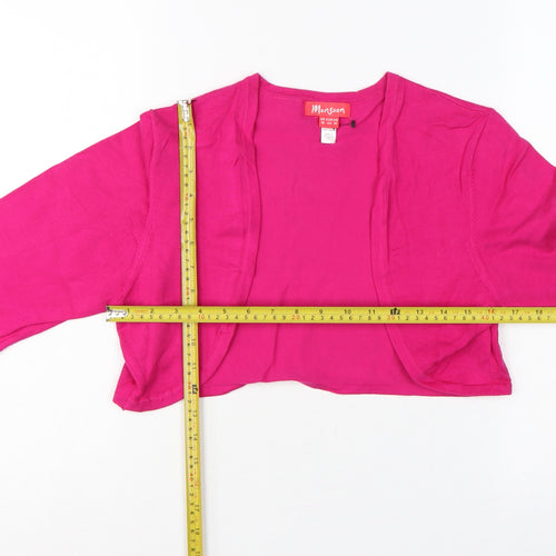Monsoon Women Pink UK 16 Cropped Open Front Long Sleeve Knit Bolero