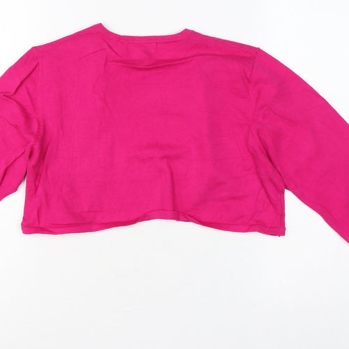 Monsoon Women Pink UK 16 Cropped Open Front Long Sleeve Knit Bolero
