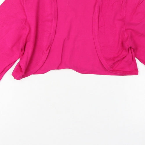 Monsoon Women Pink UK 16 Cropped Open Front Long Sleeve Knit Bolero