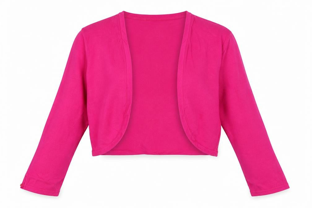 Monsoon Women Pink UK 16 Cropped Open Front Long Sleeve Knit Bolero