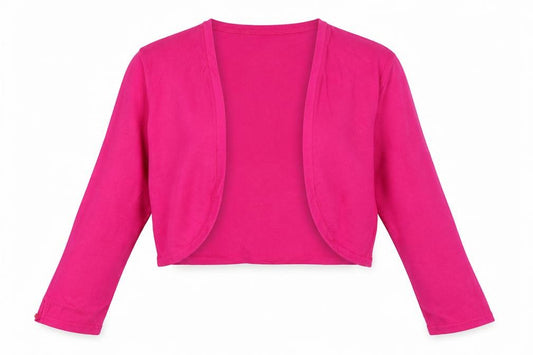 Front view of Monsoon Women Pink UK 16 Cropped Open Front Long Sleeve Knit Bolero