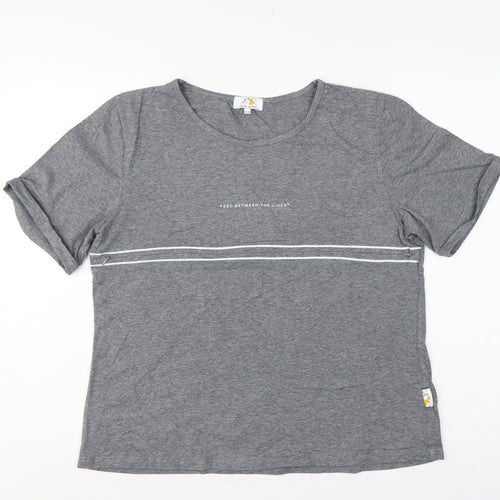 Juno Jack's Women Grey Size 18 Slogan Zip Detail Jersey T-Shirt
