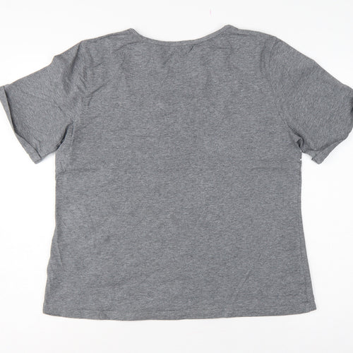 Juno Jack's Women Grey Size 18 Slogan Zip Detail Jersey T-Shirt